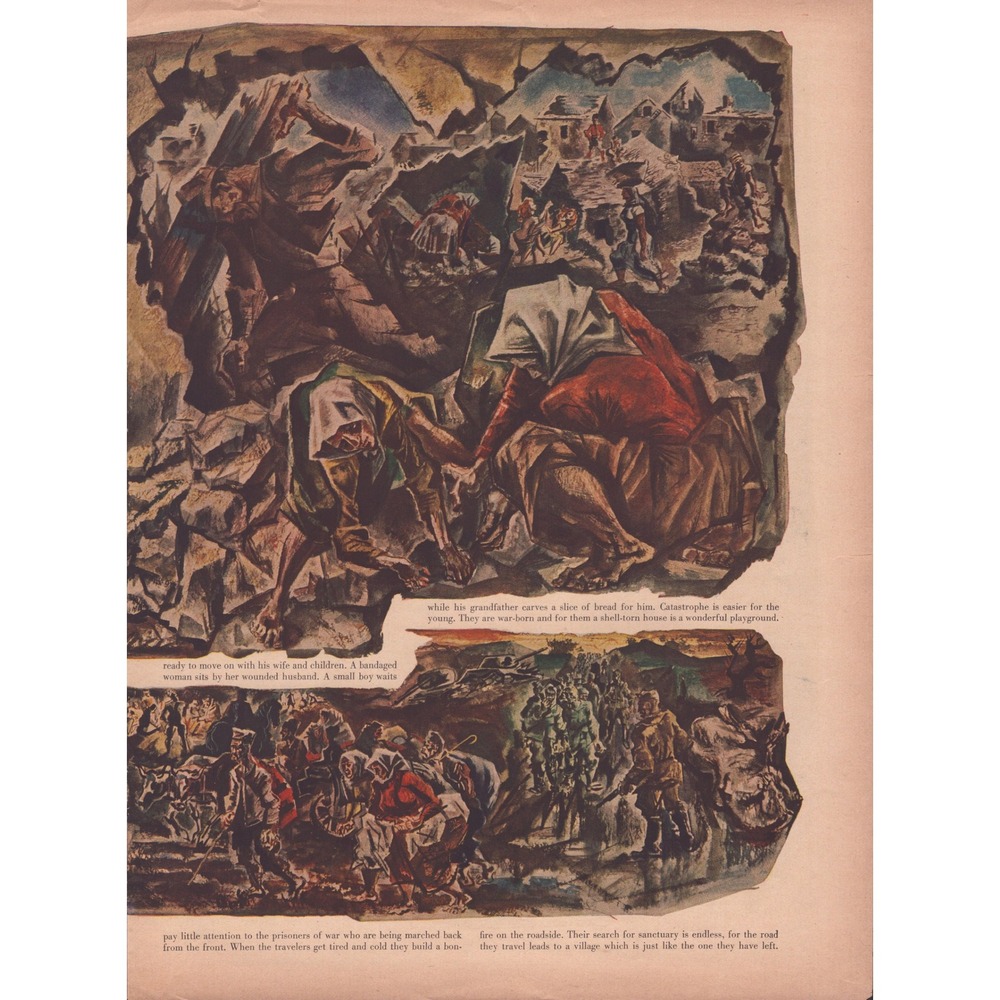 Vintage David Fredenthal War Art Yugoslavia Liberation Magazine Article 1940s - Picture 7 of 8